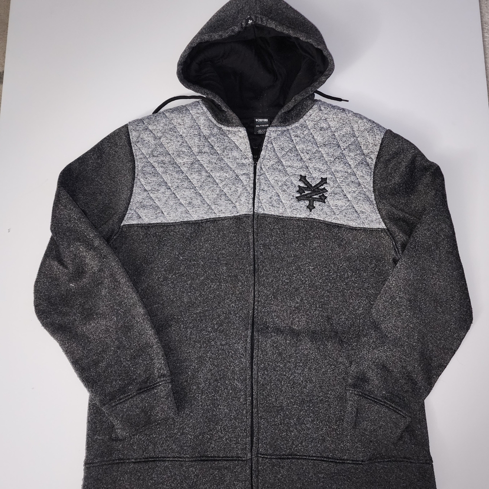 Men's Gray Quilted Hoodie Sweater